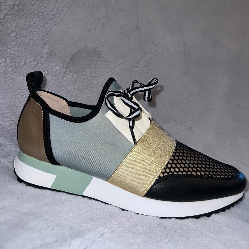 Steve Madden Antics Women’s Fashion Sneakers-Black/Rose Gold/Sage-8M